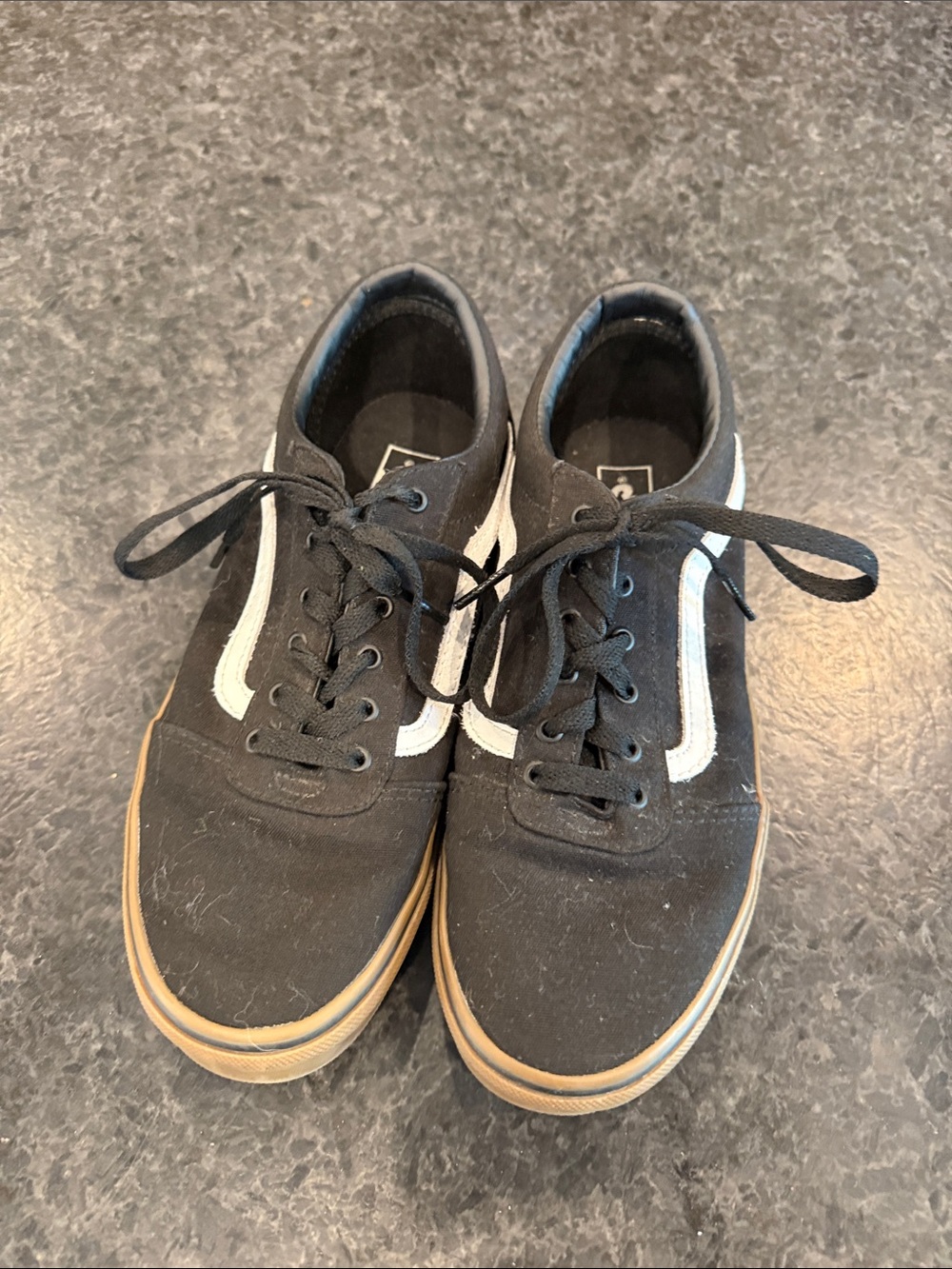 Vans Black Canvas Low-Top Sneakers with White Stripe - Worn Once! Size 6